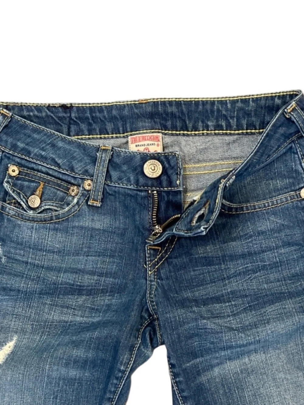 True Religion Low Rise Billy Bootcut Jeans Tab Pocket Y2K 25 - Picture 4 of 10